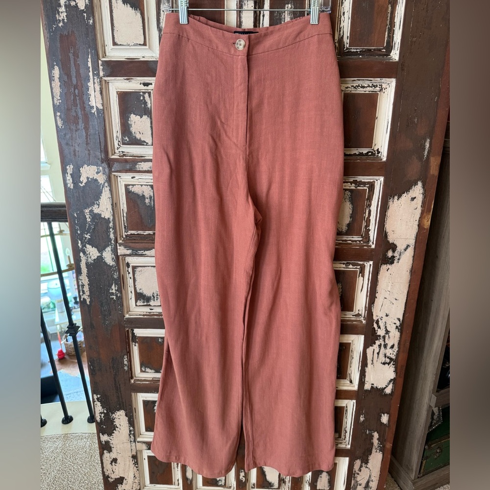 ASOS High-Rise Wide-Leg Pants in Apricot - size 12 tall - Picture 6 of 13